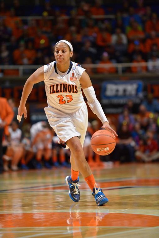 Illinois’ Alexis Smith drives the ball down the court during the game against Nebraska at State Farm Center on Jan. 12. The Illini lost 75-56.