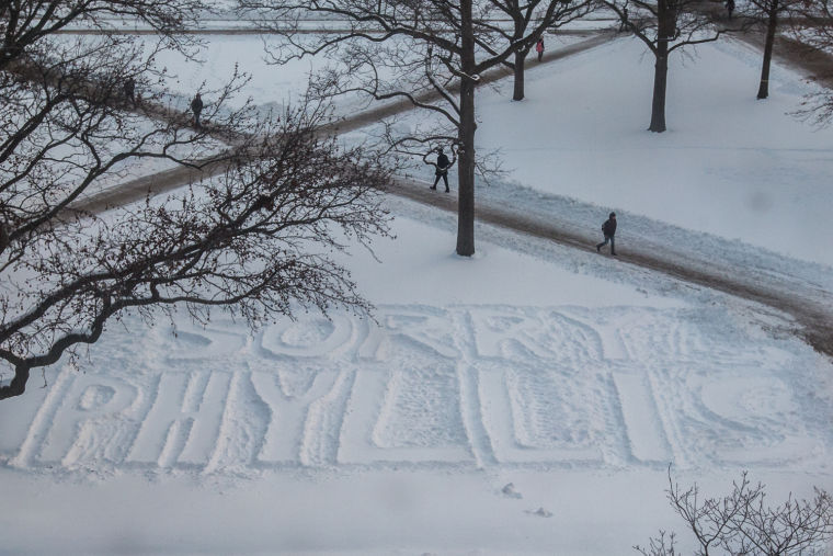 A message is left for Chancellor Phyllis Wise in front of Anniversary Plaza on the Quad on Wednesday, Feb. 5, 2014.