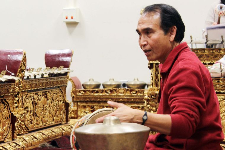 I Ketut Gede Asnawa, professor in the School of Music, leads a gamelan ensemble Feb. 3 in the Music Building. The ensemble meets every Monday and welcomes community members to participate.