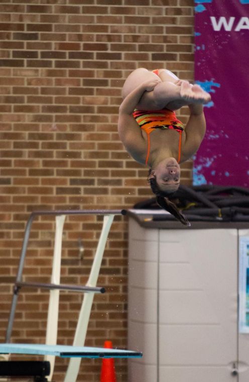 Illinois diver Emily Fung preforms her dive routine during the Blue and Orange swim meet at the ARC on Saturday, Oct. 13, 2012.