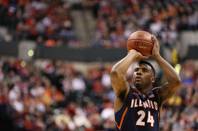 Illinois Rayvonte Rice takes a free-throw during the first round game of the Big Ten Mens Basketball Tournament against Indiana, at Bankers Life Fieldhouse on March 13. The Illini won 64-54.