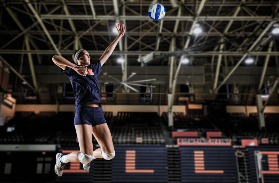 Liz McMahon spikes the ball during the Illini Classic last week.