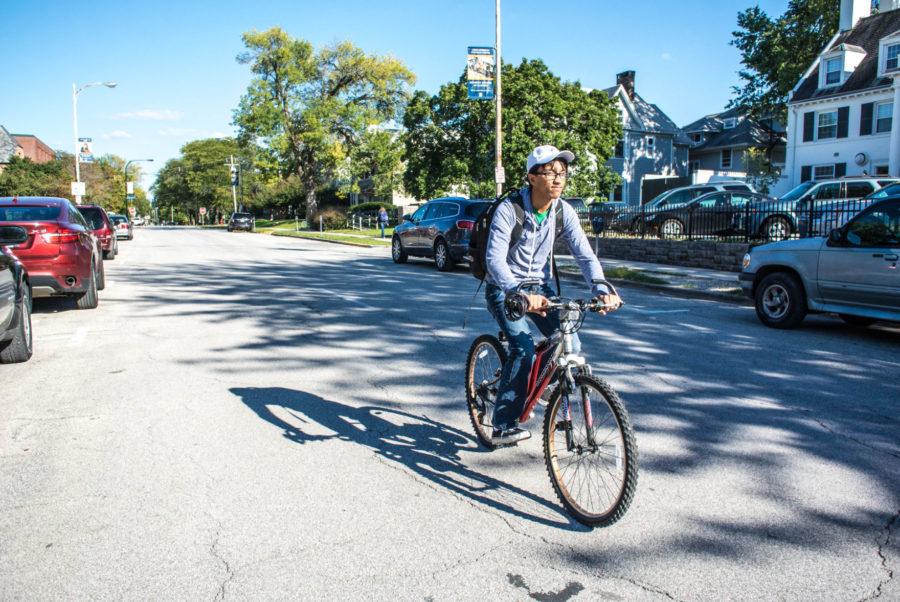 Police officers enforce bike laws on campus