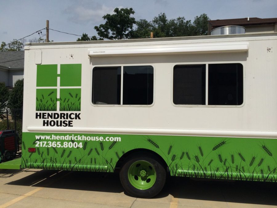 Between working special events, the Hendrick House food truck sits in the parking lot of the West Green Street location on Wednesday.