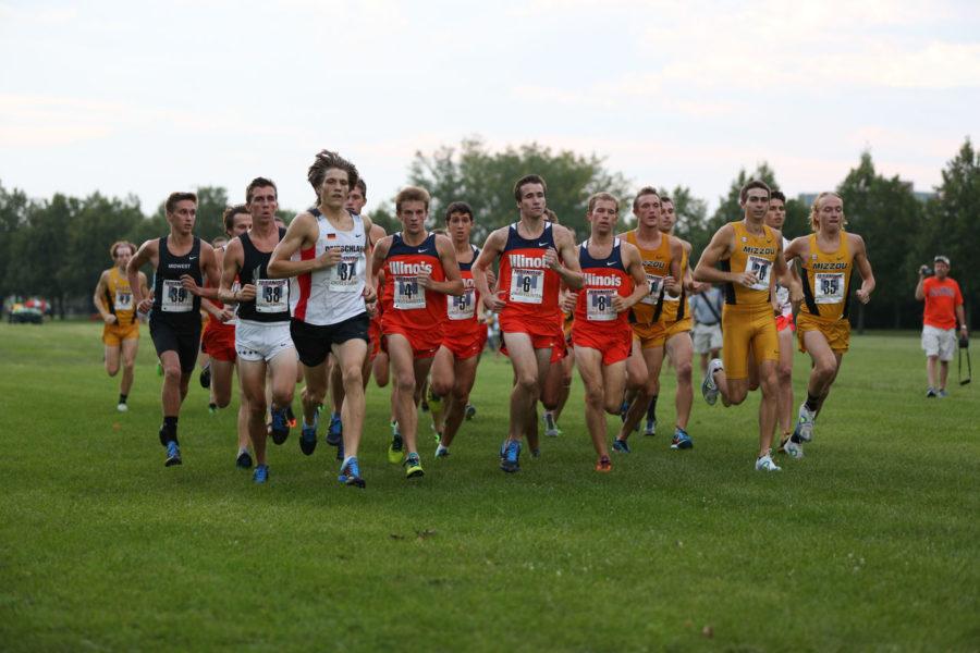 The+Fighting+Illini+men%E2%80%99s+track+and+cross+country+team+start+their+race+during+the+Illini+Challenge+at+the+UI+Arboretum+on+Aug.+29.%C2%A0