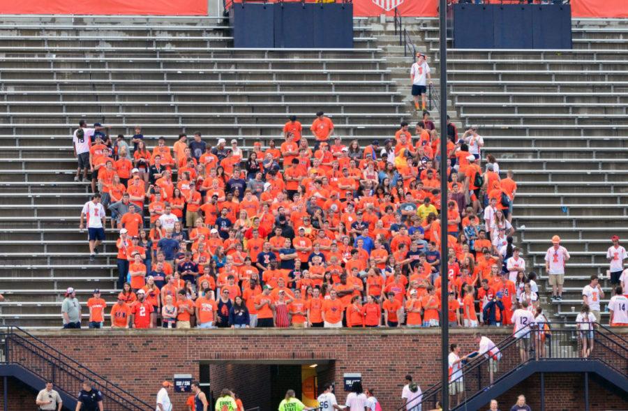 After severe weather, many Illini fans did not return to the game against Texas State at Memorial Stadium on Saturday, Sept. 20, 2014. The Illini won 42-35.