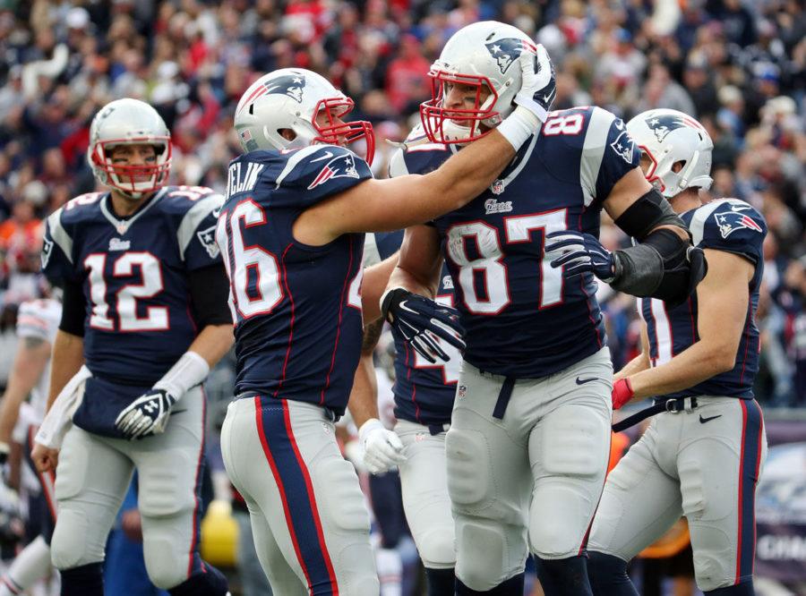 New+England+Patriots+tight+end+Rob+Gronkowski+%2887%29+celebrates+his+third+touchdown+of+the+game+in+the+third+quarter+Sunday%2C+Oct.+26+at+Gillette+Stadium+in+Foxborough%2C+Mass.+The+Patriots+defeated+the+Bears+51-23.