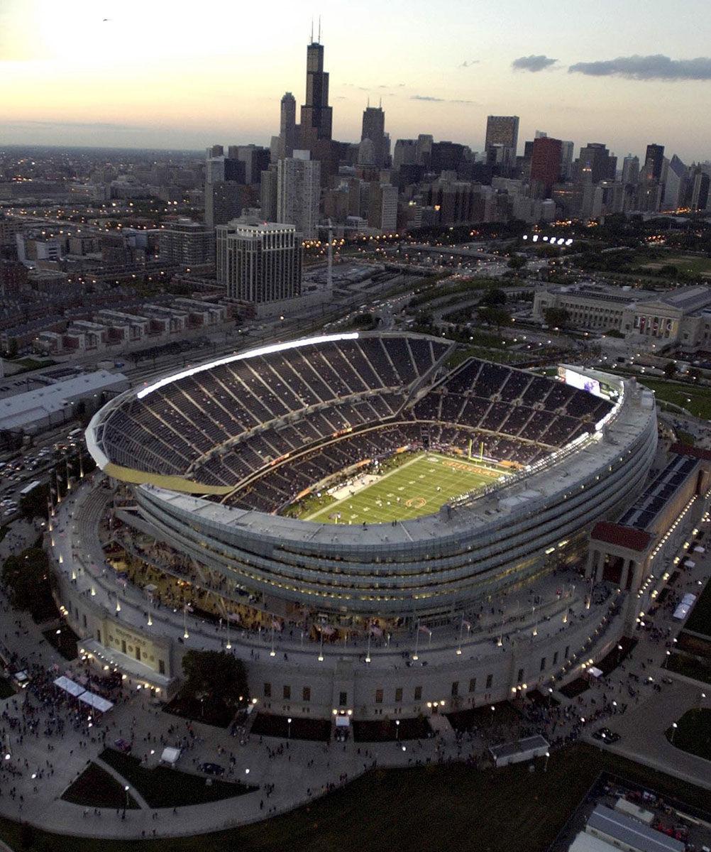 Chicago’s renovated Soldier Field stadium is shown before the Bears