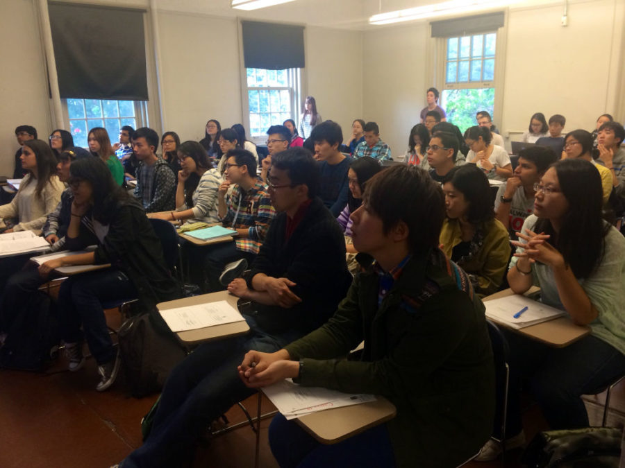 Students gathered in the English Building on Tuesday to attend a workshop presented by the ICC Program and organized by the Career Center on how international students can earn jobs and internships. Photo by Liyuan Yang