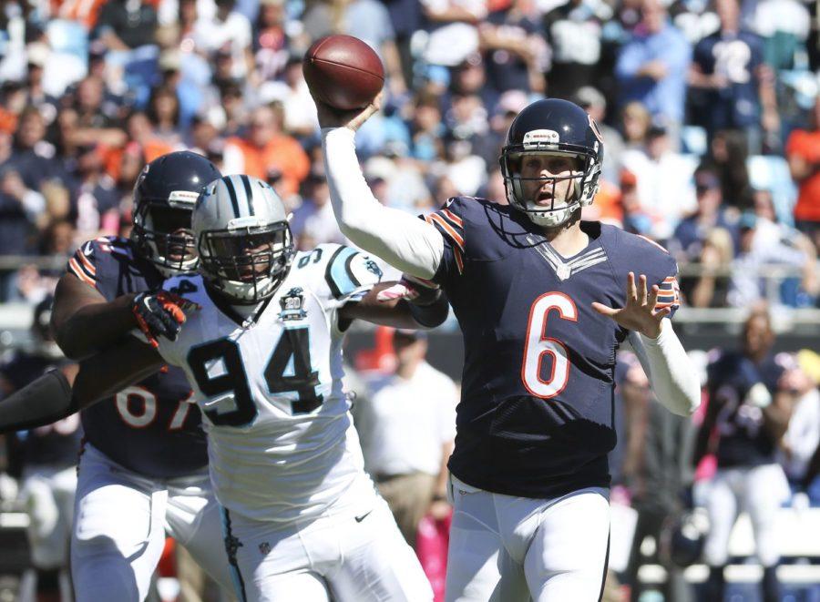 Chicago+Bears+quarterback+Jay+Cutler+%286%29+throws+a+pass+during+the+second+quarter+of+their+game+against+the+Carolina+Panthers+at+Bank+of+America+Stadium+in+Charlotte%2C+N.C.+on+Sunday%2C+Oct.+5%2C+2014.+The+Panthers+beat+the+Bears+31-24.