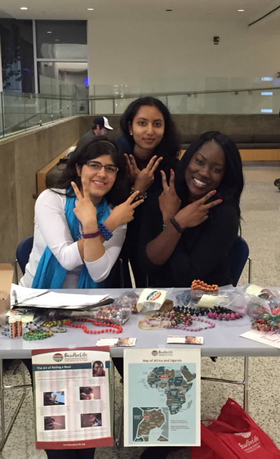 Members of UNICEF UIUC sell BeadForLife jewelry in PARs lobby during their first sale in early October.
