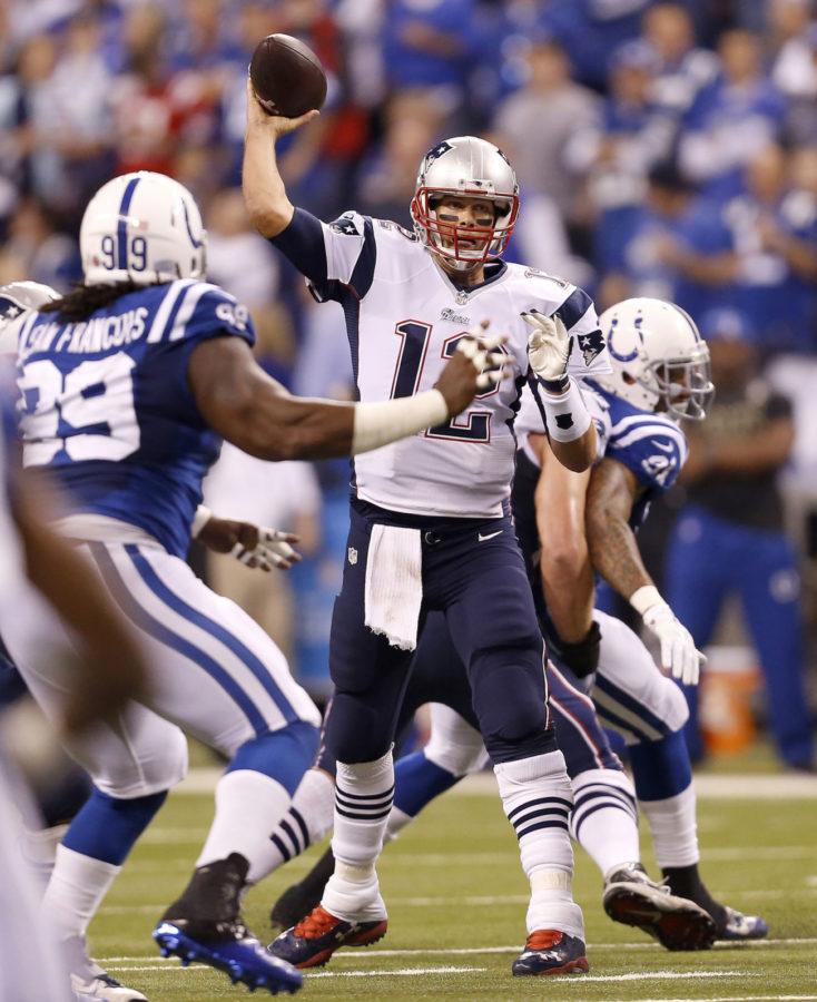New England Patriots quarterback Tom Brady throws during the second half against the Indianapolis Colts Sunday, Nov. 16 at Lucas Oil Stadium in Indianapolis. The Colts fell to the Patriots 42-20.