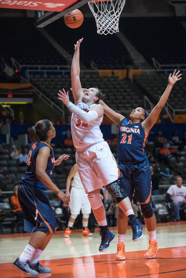 Illinois Chatrice White attempts a layup during the game against Virginia at the State Farm Center on Dec. 4.The Illini won 86-63.