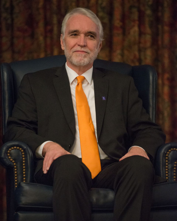 Timothy Killeen, president-elect, sits as he is introduced to campus at the Illini Union on Nov. 19.
