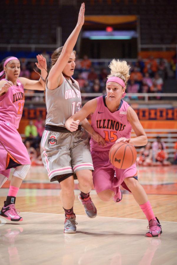 Illinois%E2%80%99+Kyley+Simmons+is+one+of+two+players+that+head+coach+Matt+Bollant+expects+to+take+charge+on+the+court+in+order+to+win+against+Rutgers+on+Tuesday.+Neither+program+has+played+each+other+before.