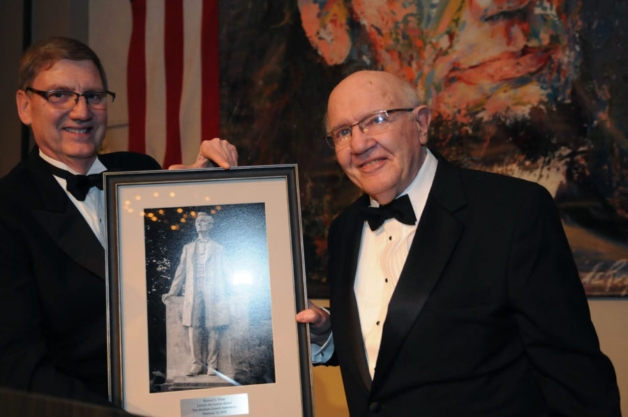 Richard Thies, a lawyer from Urbana, accepts the “Lincoln the Lawyer” Award by The Abraham Lincoln Association on Feb. 12.
