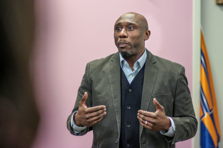 Dr. F. Willis Johnson, a pastor from Ferguson, Missouri, talks about his experiences during the Ferguson unrest at the Bruce D. Nesbitt African American Cultural Center on Friday, March 6.