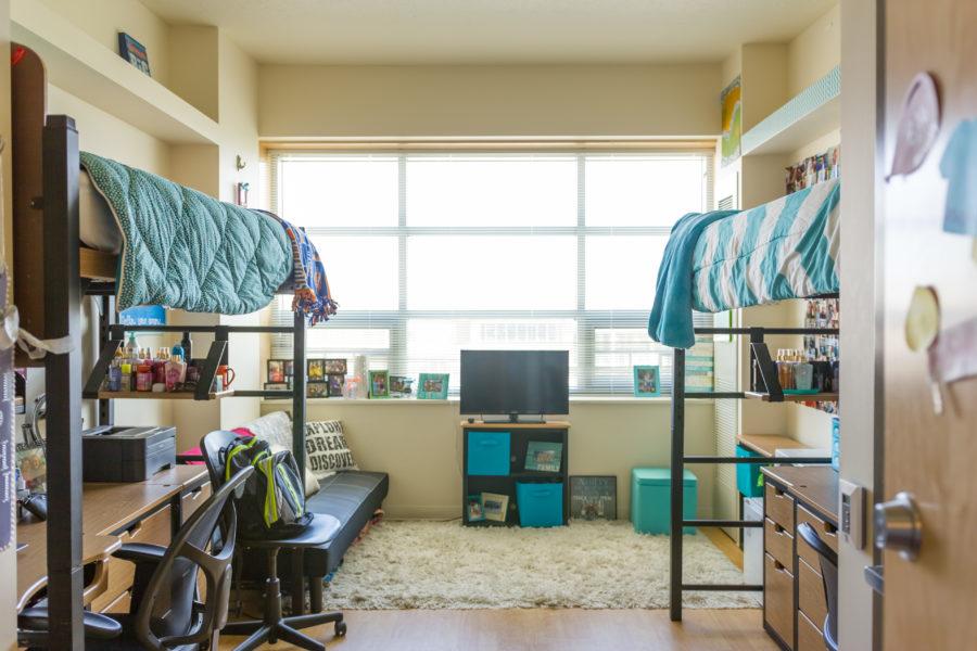 A dorm room in Nugent Hall. 