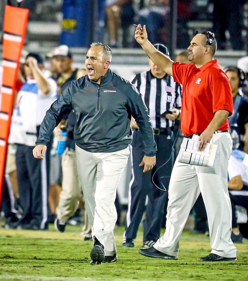 Rutgers coach Kyle Flood reacts during second-quarter action against Central Florida at Bright house Networks Stadium in Orlando, Fla. Thursday, Nov. 21, 2013. UCF defeated Rutgers, 41-17. (Joshua C. Cruey/Orlando Sentinel/MCT)