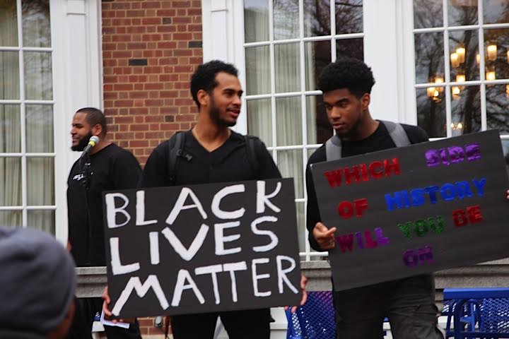 Students advocate for racial equality at a rally on the Main Quad on Nov. 18.