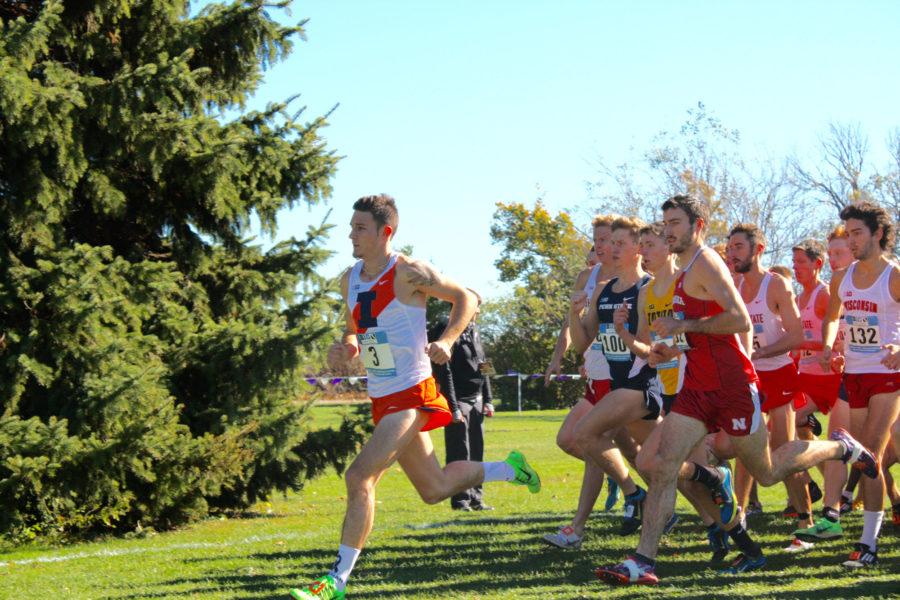Illinois Dylan Lafond during the Big Ten mens cross-country championship in Evanston, Illinois, on Sunday. Lafond finished third and helped the Illini end the meet in second.