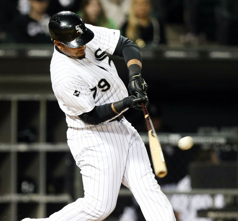 Chicago White Sox first baseman Jose Abreu singles against the Tampa Bay Rays in the third inning at U.S. Cellular Field in Chicago, on Monday, April 28, 2014.