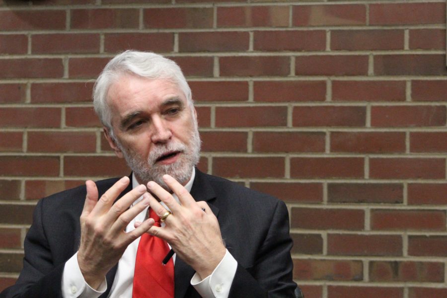 University President Tim Killeen announced last week that the University would soon be hosting another round of town hall meetings. Killeen, pictured here speaking with The Daily Illini Editorial Board at the University of Illinois-Chicago campus, has made his Strategic Plan for the next five years a focal point since taking over. 