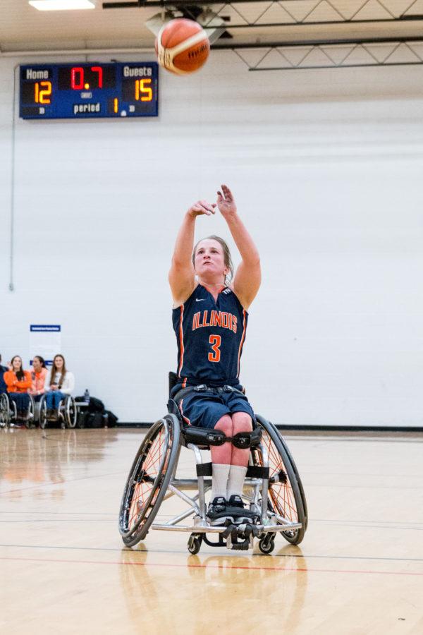 Illinois Gail Gaeng takes a free throw during the game against Alabama at the Activities and Recreation Center on February 12. The Illini won 56-47.