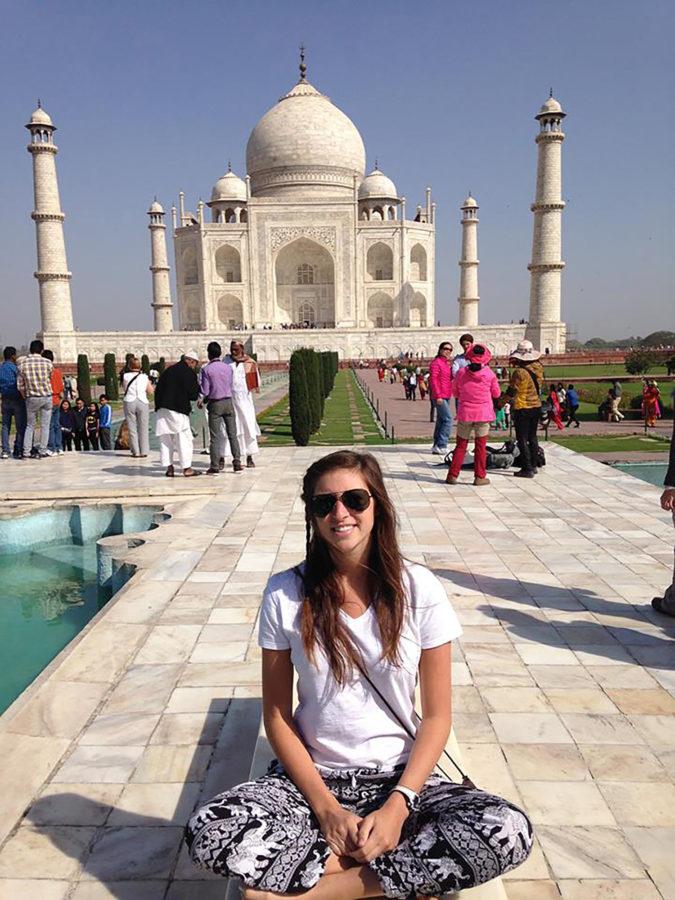 UIUC student Ashley Braver visits the Taj Mahal in Agra, India. This was one of the 11 countries she visited during her “Semester at Sea” study abroad trip.