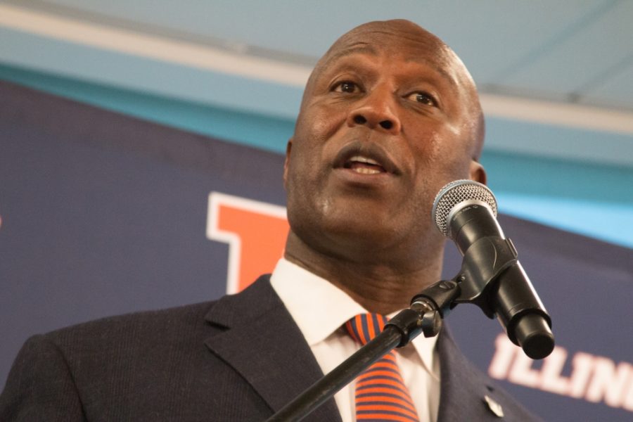 Lovie Smith at his introductory press conference