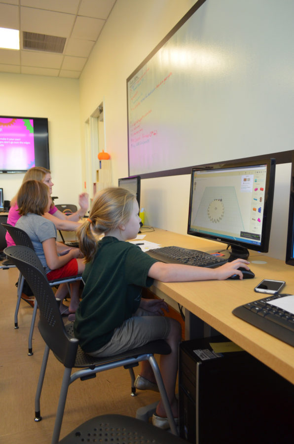 Addy Timmins works on the computer at BIF on September 14, 2015 as part of the MakerGirl program.