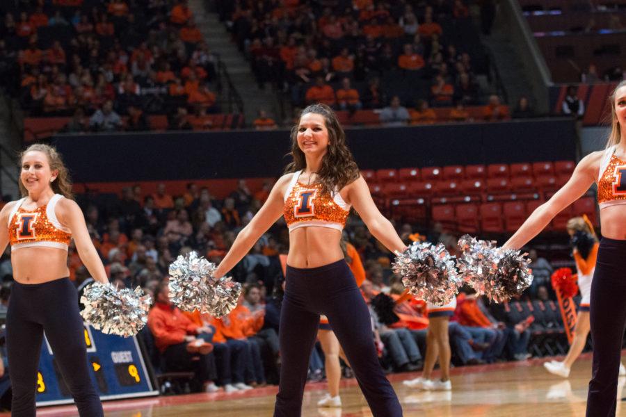 The Illinettes perform during Illinois 78-67 loss to Nebraska at State Farm Center on Saturday.