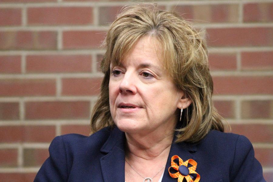 Interim Chancellor Barbara Wilson speaks with The Daily Illinis Editorial Board on Jan. 14 at the University of Illinois-Chicago campus. Wilson discussed the Universitys search for a new athletic director, among many other University-related matters.