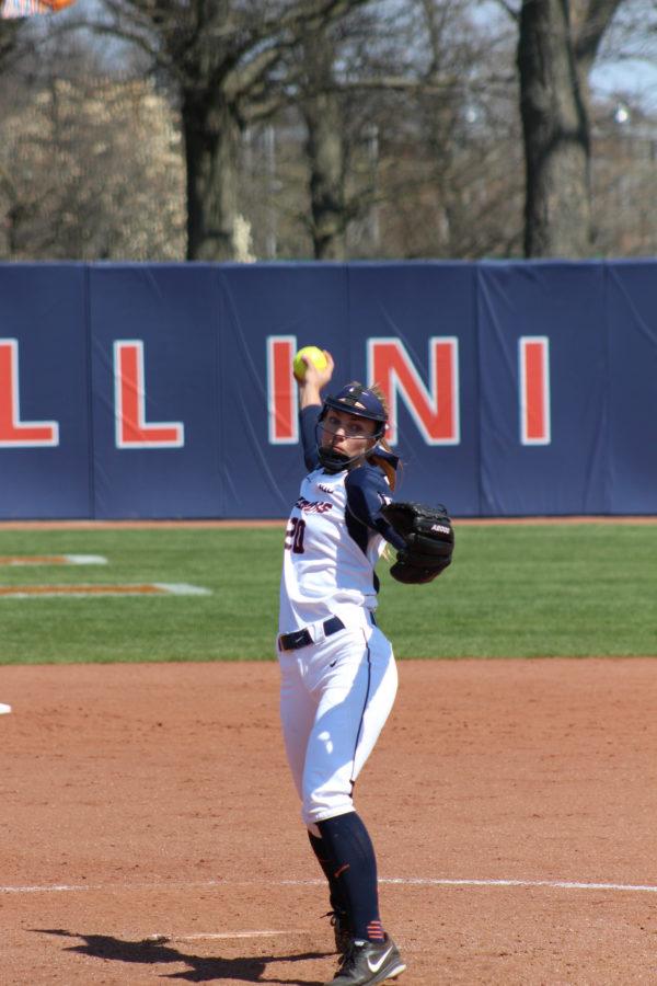 Illinois+Breanna+Wonderly+pitches+in+the+game+against+Rutgers+at+Eichelberger+Field+on+Sunday%2C+Apr.+3%2C+2016