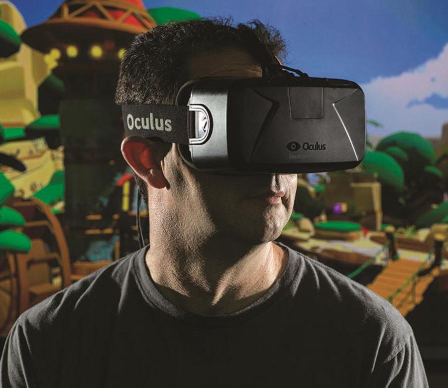 Professor Steve LaValle wears an Oculus Rift headset.