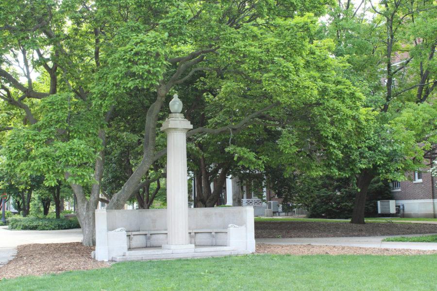 The Eternal Flame, located on the western side of the Main Quad between Lincoln Hall and the English Building. The Eternal Flame is just one of many campus landmarks with an interesting backstory.