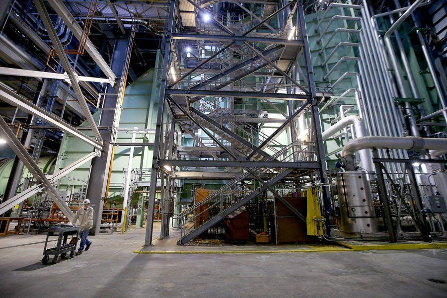 Brian Anderson gives a tour of Xcel Energy's High Bridge power station, on July 25, 2016, in St. Paul, Minn. 