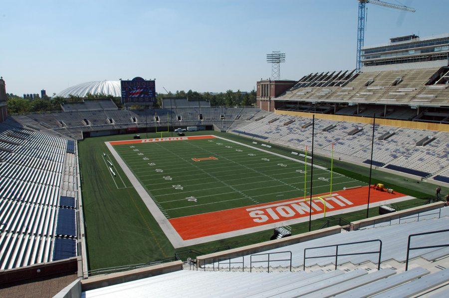 An interior view of Memorial Stadium where Carmoni Green can be seen in upcoming Illinois football games. September 4, 2007.