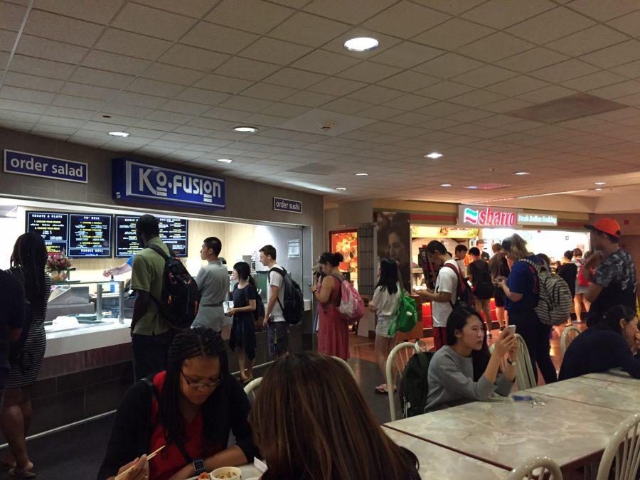 Customers wait in line at the new Kofusion in the Illini Union basement. 