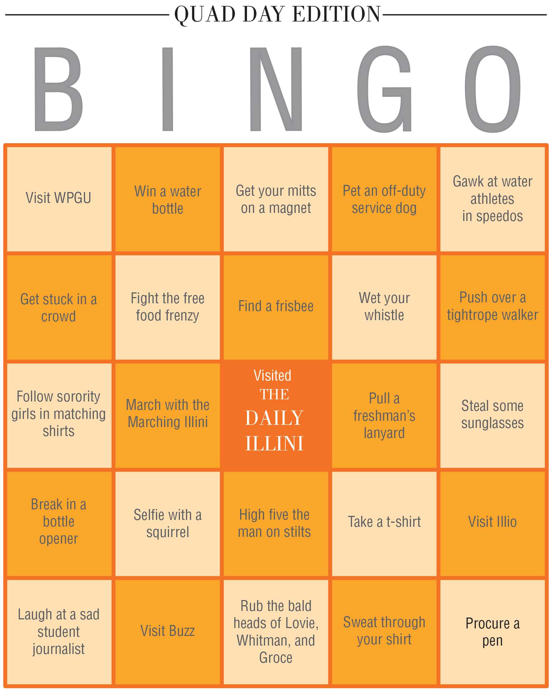 The Daily Illini Bingo: Quad Day Edition - The Daily Illini