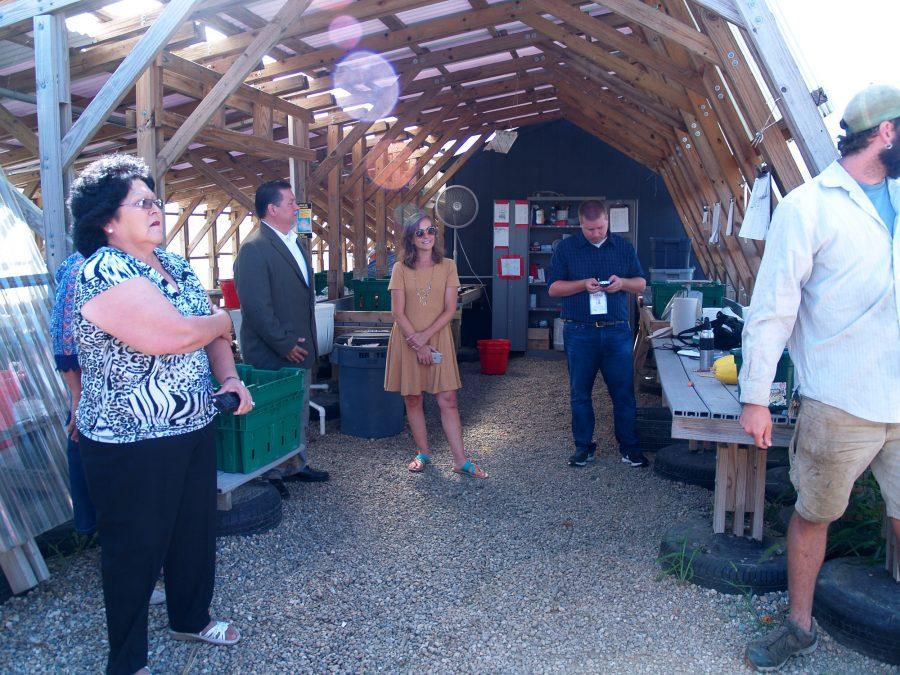 President of the Arizona-based Yavapai Native American tribe Bernadine Burnette and other tribe members toured the Sustainable Student Farm Wednesday during the tribes visit to see Wassaja Hall. The new residence hall was named after Yavapai descendant, Carlos Montezuma.