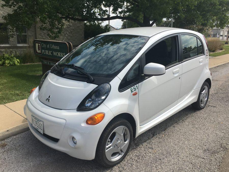 It’s just been one month since the City of Urbana purchased its first electric vehicle (EV); a 2016 Mitsubishi i-MiEV, for use in the City’s environmental sustainability division.