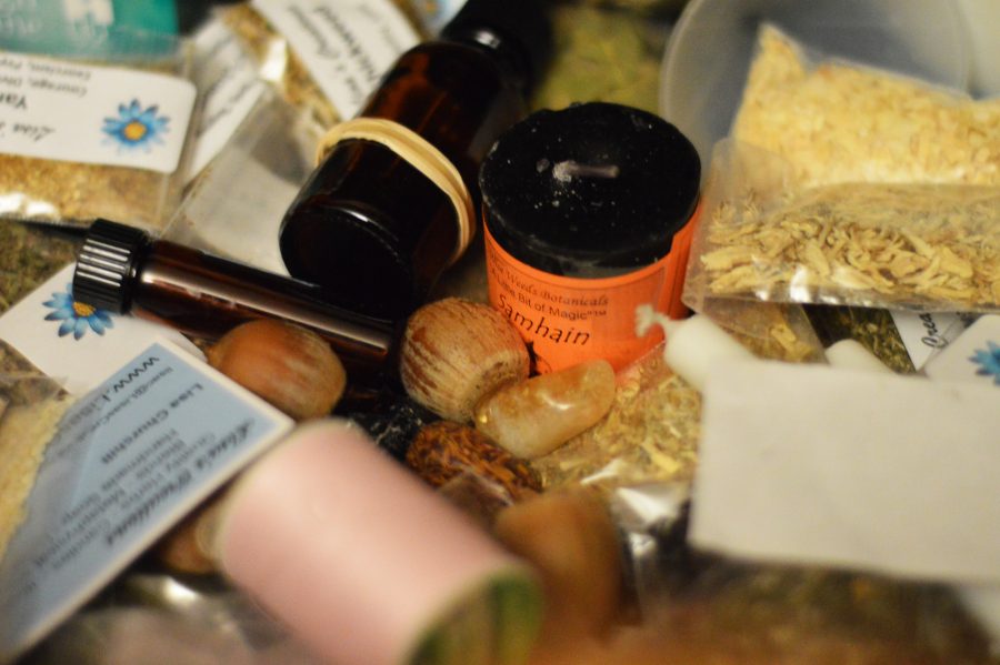 
An assortment of herbs and supplies used by Clare Darnall for casting spells and celebrating Samhain.