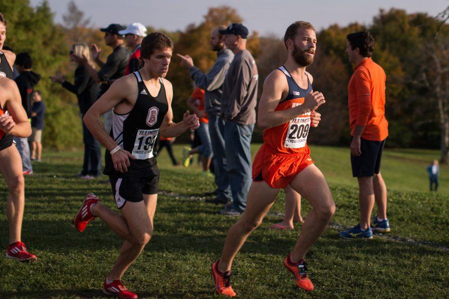 Illinois Alex Notten (209), freshman, outpaces his opponents at the Illini Open 2014 at the Arborteum on October 25th.