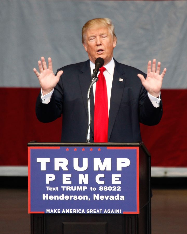 Republican Presidential candidate Donald Trump addresses supporters during a rally at the Henderson Pavilion on Oct. 5, 2016 in Henderson, Nev. 