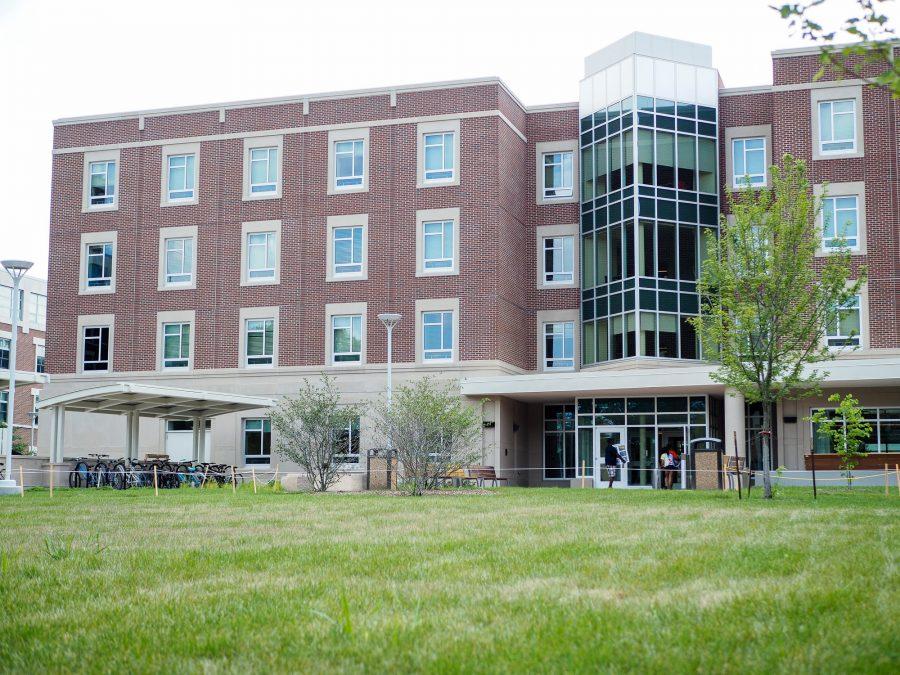 The notable exterior of UIUCs new dorm, Wassaja Hall, in Champaign, IL. August 17, 2016