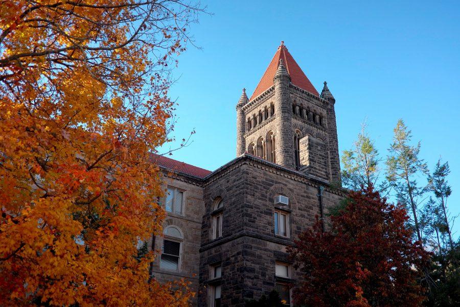 The view outside the Altgeld Hall, where the Mathematics Department is located, on November 6.