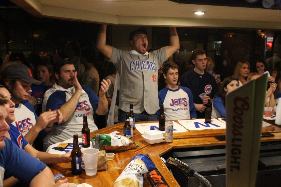 Cub fans celebrate the teams World Series championship at Joes Brewery on Wednesday night. 