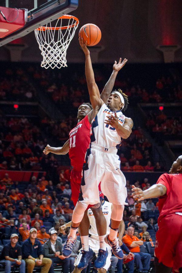 Illinois Tracy Abrams goes up for a layup during the game against Detroit at State Farm Center on Friday, November 18. The Illini won 89-69.
