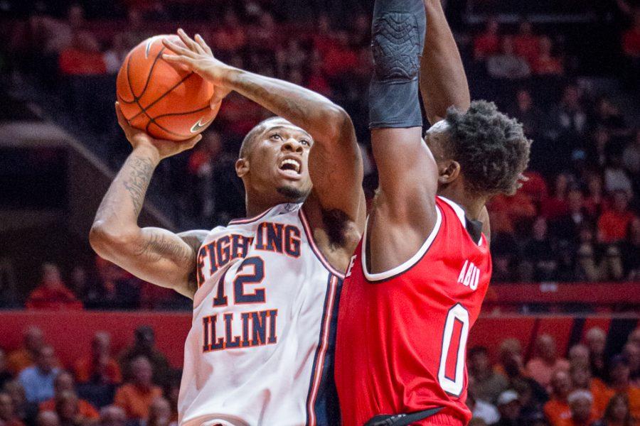 Illinois Leron Black (12) goes up for a layup during the game against North Carolina State at State Farm Center on Tuesday, November 29. The Illini won 88-74.